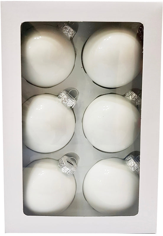 Hometown Holidays 99511 Ball Christmas Ornament, Glass, White, Pack of 24