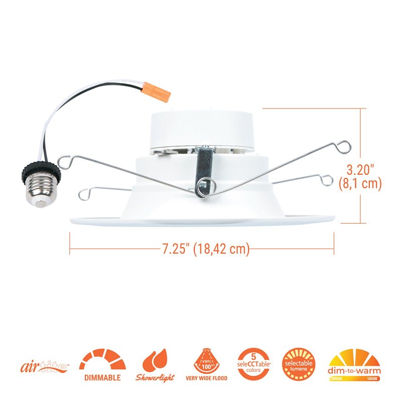 Halo RL Series RL56LS9FSD2W1EWH Downlight, 14.3 W, 120 V, Aluminum/Steel, White, Matte