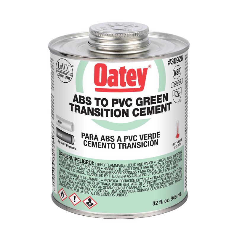 Oatey 30926 Solvent Cement, 32 oz Can, Liquid, Green