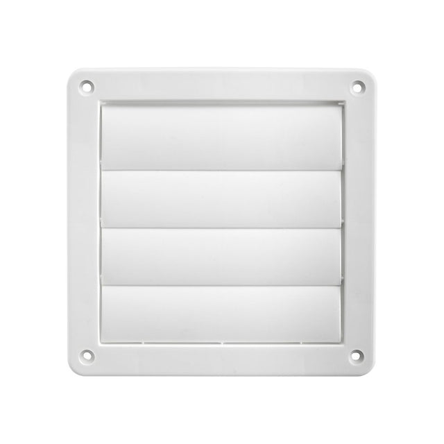 Lambro 361W Exhaust Wall Louvered Vent, 6 in W, Plastic, White