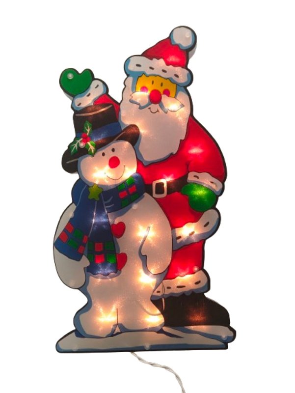 Santas Forest 60977 Santa & Snowman, 10 in W, Plastic, Colorful, Mini Bulb, Internal Light, Pack of 12