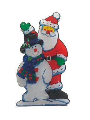 Santas Forest 60977 Santa & Snowman, 10 in W, Plastic, Colorful, Mini Bulb, Internal Light, Pack of 12
