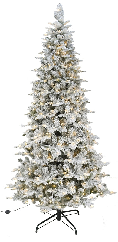 Santas Forest 29780 Prelit Snowy Nobel Tree, 8 ft H