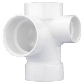 Charlotte Pipe Schedule 40 3 in. Hub X 3 in. D Hub PVC Reducing Double Fixture Fitting Tee 1 pk