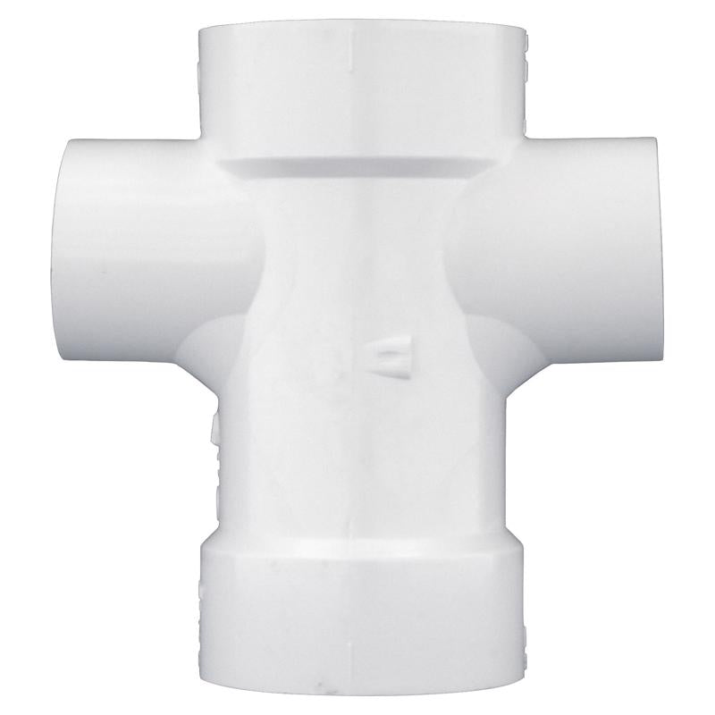Charlotte Pipe Schedule 40 3 in. Hub X 3 in. D Hub PVC Reducing Double Fixture Fitting Tee 1 pk
