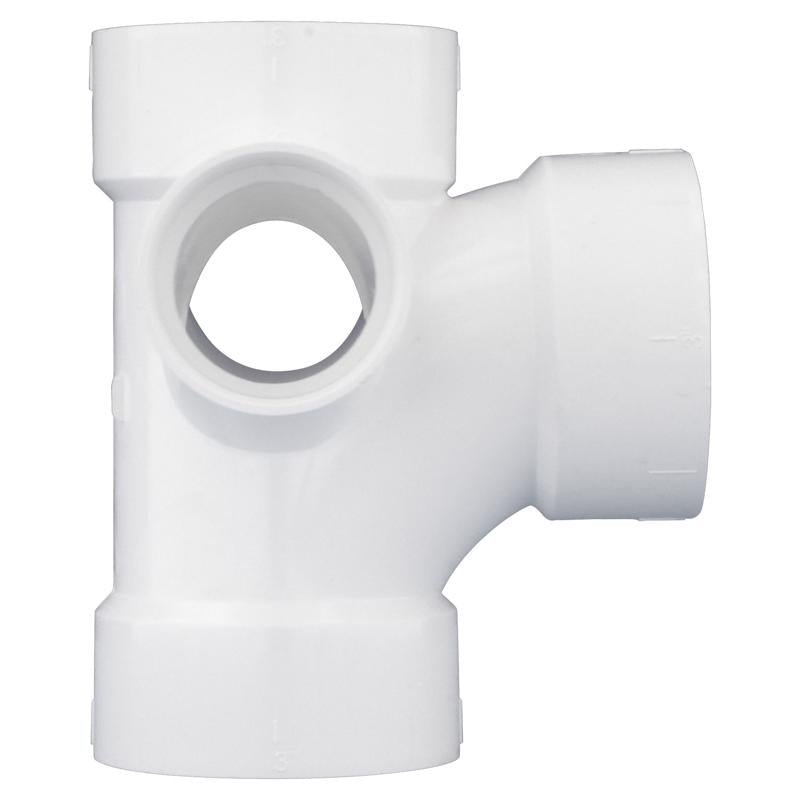 Charlotte Pipe Schedule 40 3 in. Hub X 3 in. D Hub PVC Reducing Double Fixture Fitting Tee 1 pk