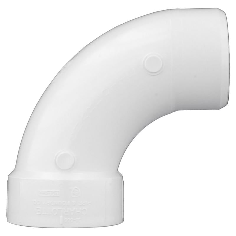 Charlotte Pipe Schedule 40 1-1/2 in. Spigot X 1-1/2 in. D Hub PVC 90 Degree Elbow 1 pk