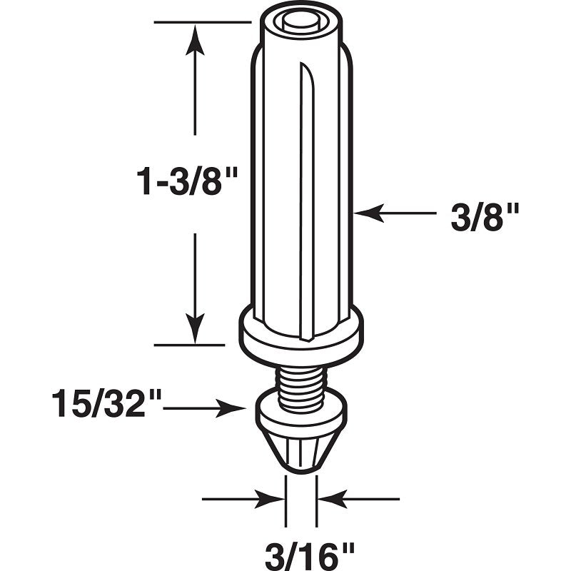 Prime-Line N 6673 Door Pivot, 3/8 in Dia Base, 1-3/8 in H Base, Nylon/Steel, 2/PK