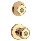 Kwikset 690T 3RCLRCSK6BX Combination Lockset, Knob Handle, Tylo Design, Polished Brass, Turn Button Interior Handle, Pack of 6