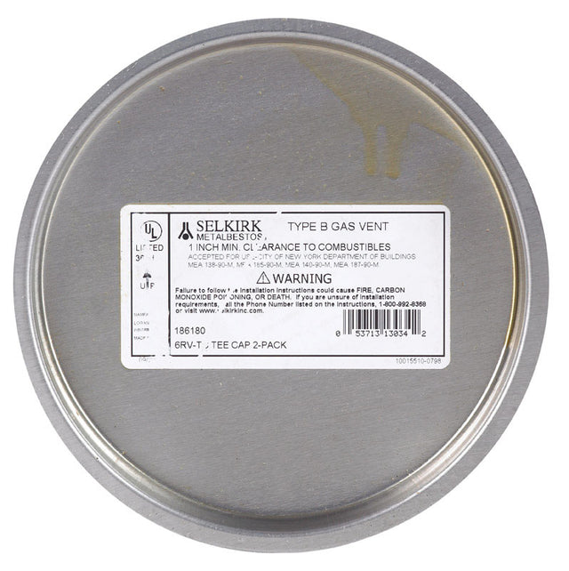 Selkirk 6 in. X 6 in. X 6 in. Aluminum/Galvanized Steel Vent Tee Cap, Pack of 2