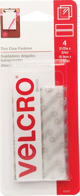 VELCRO Brand 91327 Hook and Loop Fastener, 3/4 in W, 3-1/2 in L, Velcro, Clear, Pack of 6