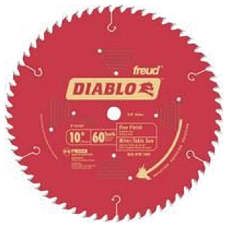 Diablo D1060X Circular Saw Blade, 10 in Dia, 5/8 in Arbor, Super Thin Kerf Teeth, 60-Teeth, Carbide Cutting Edge