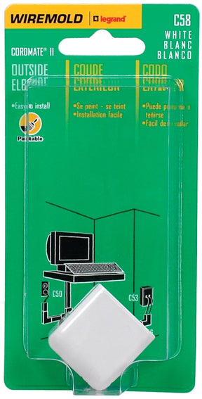 Wiremold C58 Wireway Elbow, White, Plastic