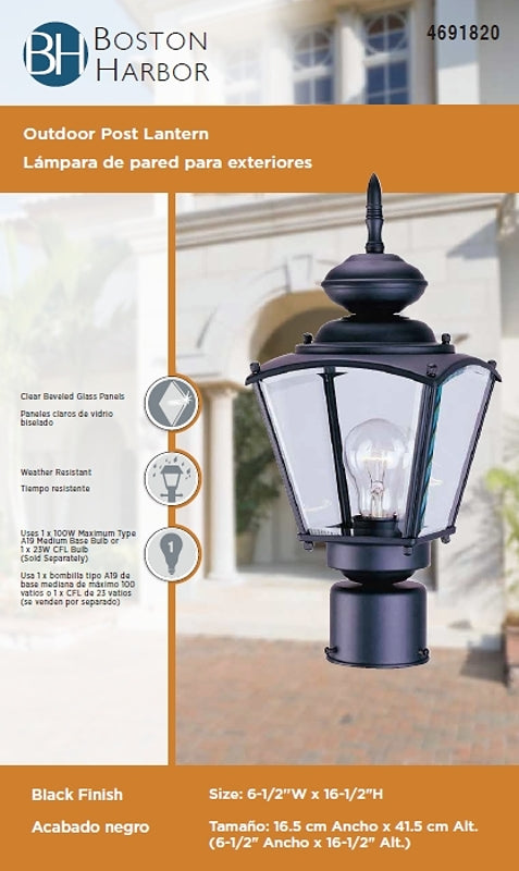 Boston Harbor 4007H-5 Outdoor Post Lantern, 120 V, 100 W, Steel Fixture
