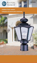 Boston Harbor 4007H-5 Outdoor Post Lantern, 120 V, 100 W, Steel Fixture