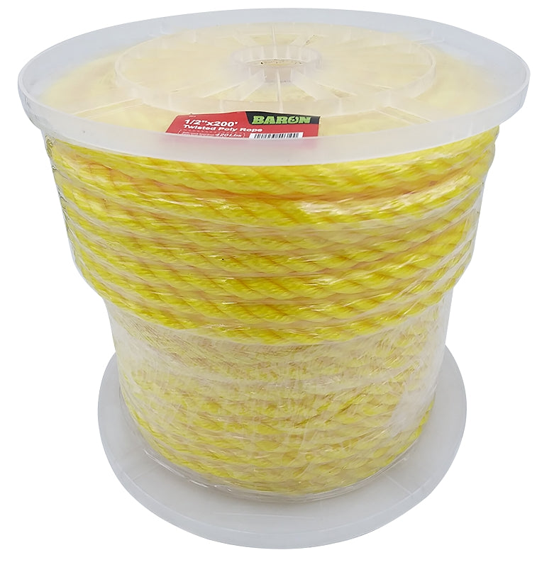 Baron 54610 Rope, 1/2 in Dia, 200 ft L, Polypropylene, Yellow