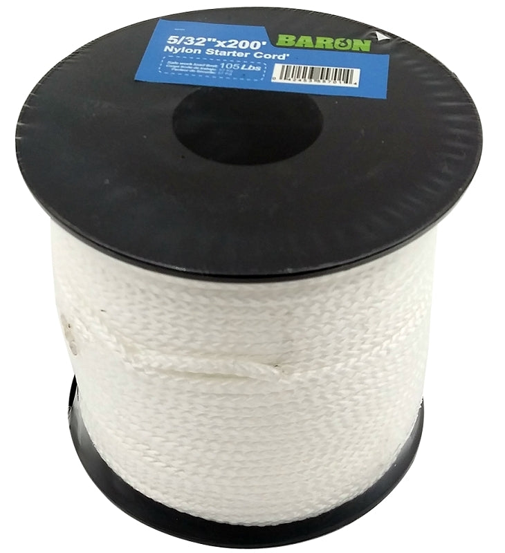 Baron 55701 Cord, 5/32 in Dia, 200 ft L, #5, 105 lb Working Load, Nylon/Poly, White