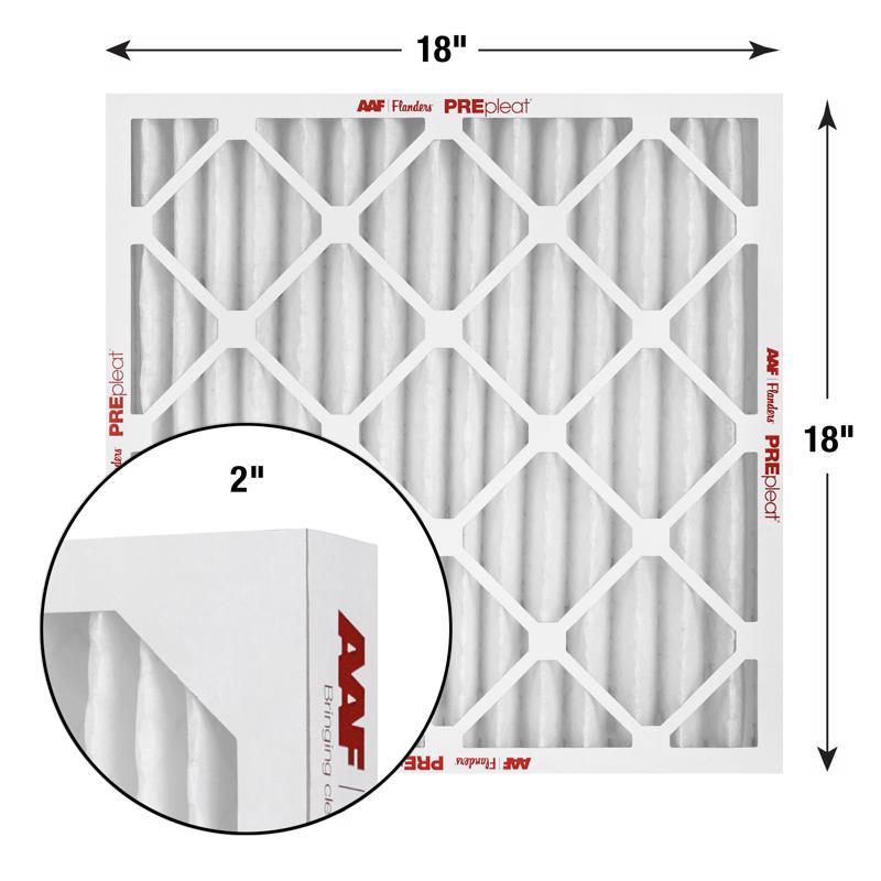 AAF Flanders PREpleat LPD SC M10 18 in. W X 18 in. H X 2 in. Synthetic 10 MERV Pleated Air Filter 1, Pack of 12