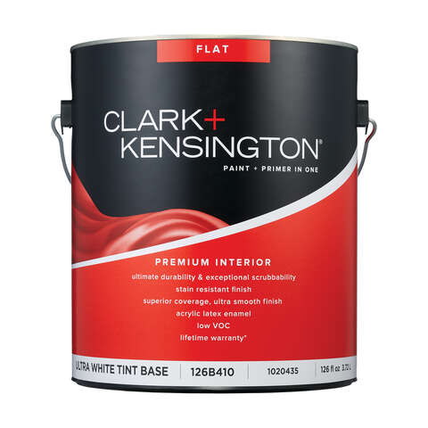 Clark+Kensington Flat Tint Base Ultra White Base Paint + Primer Interior 1 gal, Pack of 4