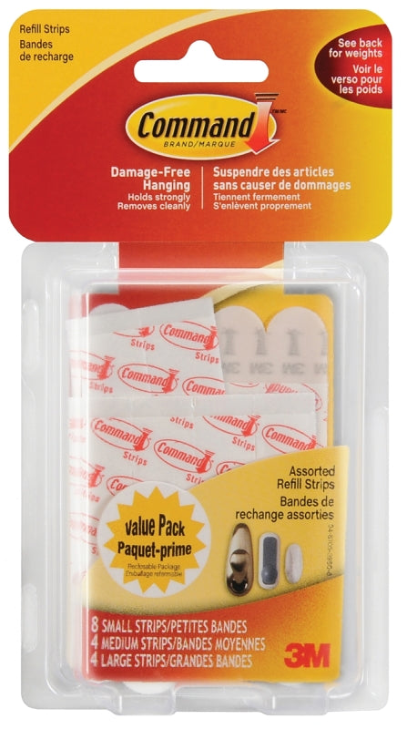 Command 17200C Refill Strip, White, Includes: (8) Small, (4) Medium Strips