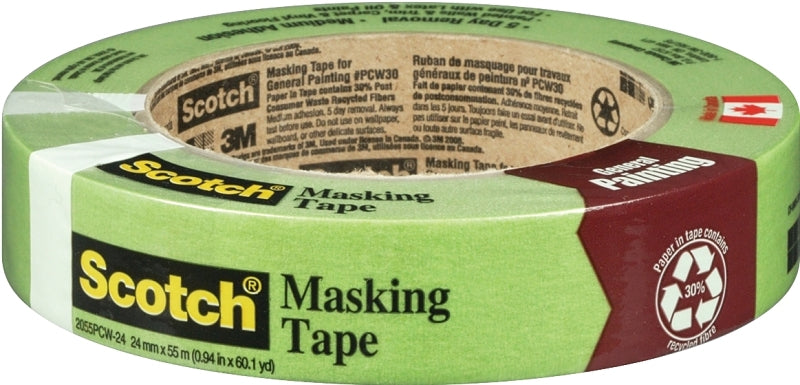 ScotchBlue 2055PCW- 24 MM Masking Tape, 55 m L, 24 mm W, Crepe Paper Backing, Green