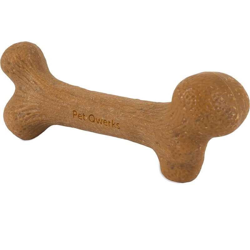 Petmate BarkBone 36035 Dog Toy, L, Peanut Butter, Chew, Natural Instincts Infused Wood Dinosaur, Nylon
