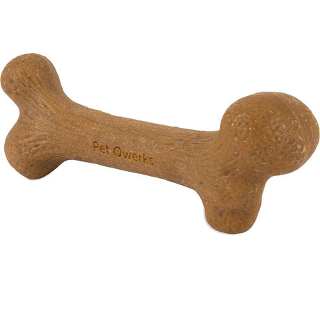 Petmate BarkBone 36035 Dog Toy, L, Peanut Butter, Chew, Natural Instincts Infused Wood Dinosaur, Nylon