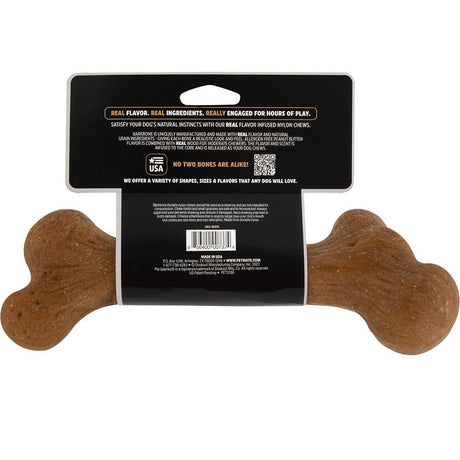 Petmate BarkBone 36035 Dog Toy, L, Peanut Butter, Chew, Natural Instincts Infused Wood Dinosaur, Nylon