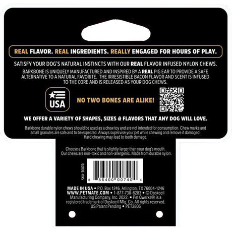 Petmate BarkBone 36070 Dog Toy, Small, Bacon, Chew, Natural Instincts Pig Ear, Nylon