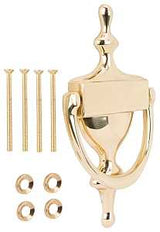 ProSource HR4004PB-PS Door Knocker, Brass, Bright Brass, 6-5/16 in Mounting Hole Center to Center