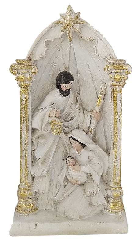 Santas Forest 89939 Nativity Scene, 13.5 in H, Nativity Scene Figurine, Resin, White/Gold, Pack of 6