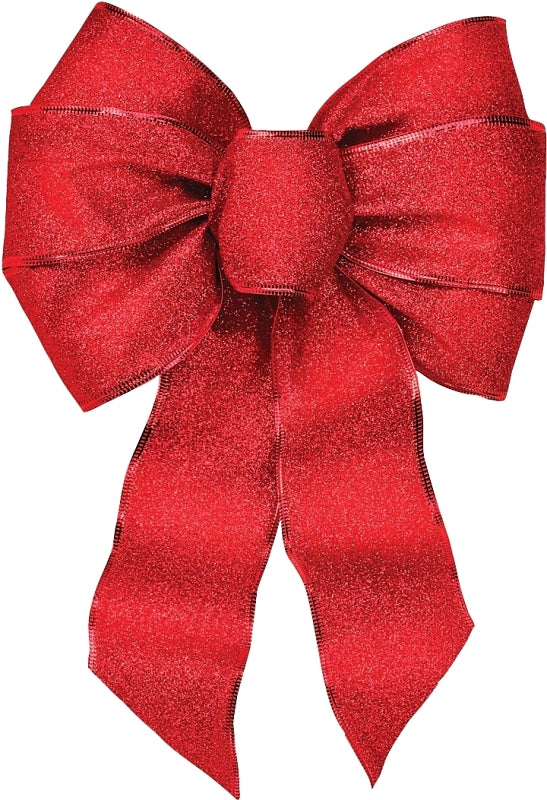 Holidaytrims 6166 Outdoor Bow Assortment, 1 in H, Velvet, Gold/Red/Silver, Pack of 12