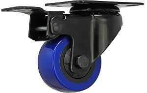 Shepherd Hardware 3658 Swivel Caster with Brake, 2 in Dia Wheel, TPU Wheel, Black/Blue, 135 lb