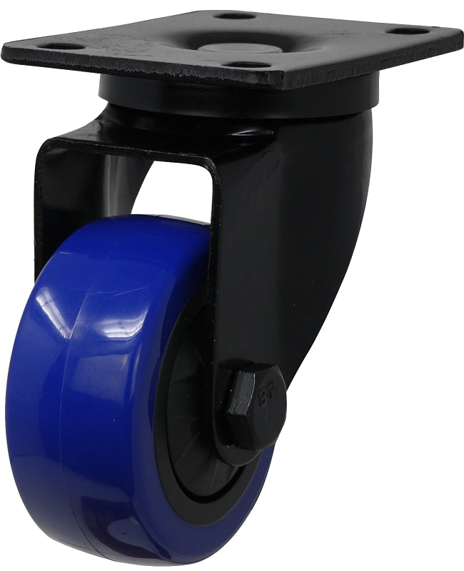 Shepherd Hardware 3660 Swivel Caster, 3 in Dia Wheel, TPU Wheel, Black/Blue, 225 lb, Polypropylene Housing Material