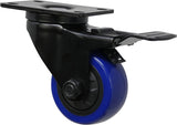 Shepherd Hardware 3661 Swivel Caster with Brake, 3 in Dia Wheel, TPU Wheel, Black/Blue, 225 lb