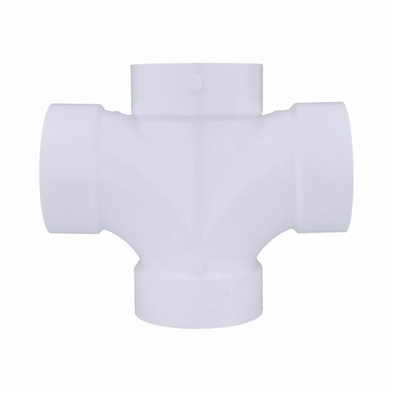 Charlotte Pipe Schedule 40 4 in. Hub X 4 in. D Hub PVC Double Sanitary Tee 1 pk