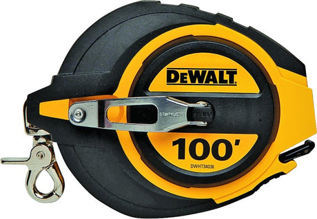 DEWALT DWHT34036L Tape Measure, Single Sided Blade, 100 ft L Blade, 3/8 in W Blade, Steel Blade, ABS Case