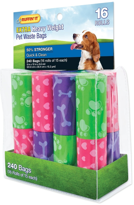 Ruffin'It 19350 Dog Waste Bag, Plastic, 9 in W, 12 in H