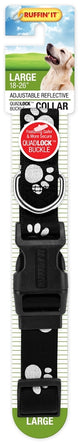 Ruffin'It 39243 Reflective Dog Collar, 18 to 26 in L, 1 in W, Nylon, Assorted, Pack of 3