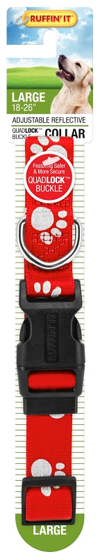 Ruffin'It 39243 Reflective Dog Collar, 18 to 26 in L, 1 in W, Nylon, Assorted, Pack of 3
