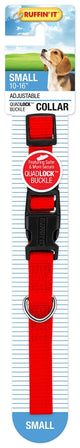 Ruffin'It QUADLOCK 31441 Adjustable Dog Collar, 10 to 16 in L, 5/8 in W, Nylon, Assorted