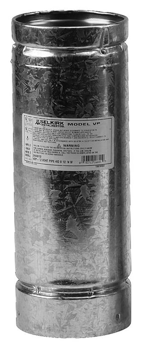 Selkirk 244024 Pellet Pipe, 4 in Dia, 24 in L, Stainless Steel