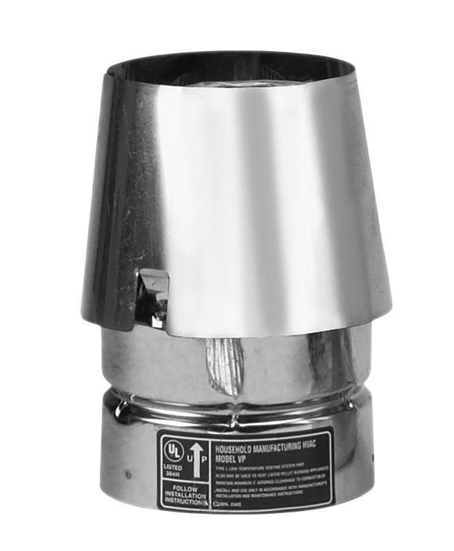 Selkirk 4VP-EC Exit Cap, 4 in Dia, 5-3/4 in L, 304 Stainless Steel, Galvanized