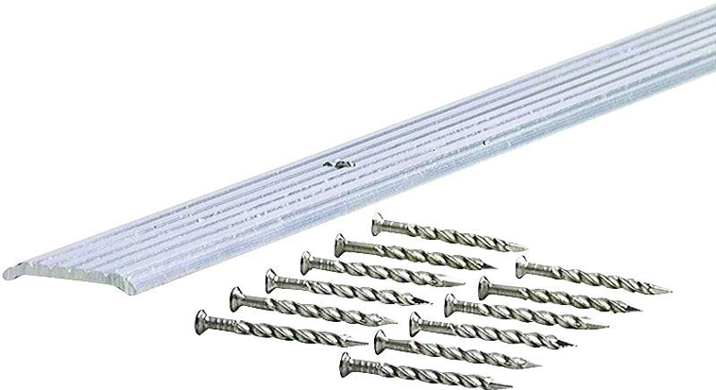M-D 78048 Seam Binder, 36 in L, 3/4 in W, Fluted Surface, Aluminum, Silver
