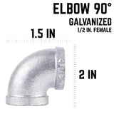 STZ Industries 1/2 in. FIP each X 1/2 in. D FIP Galvanized Malleable Iron 90 Degree Elbow, Pack of 5