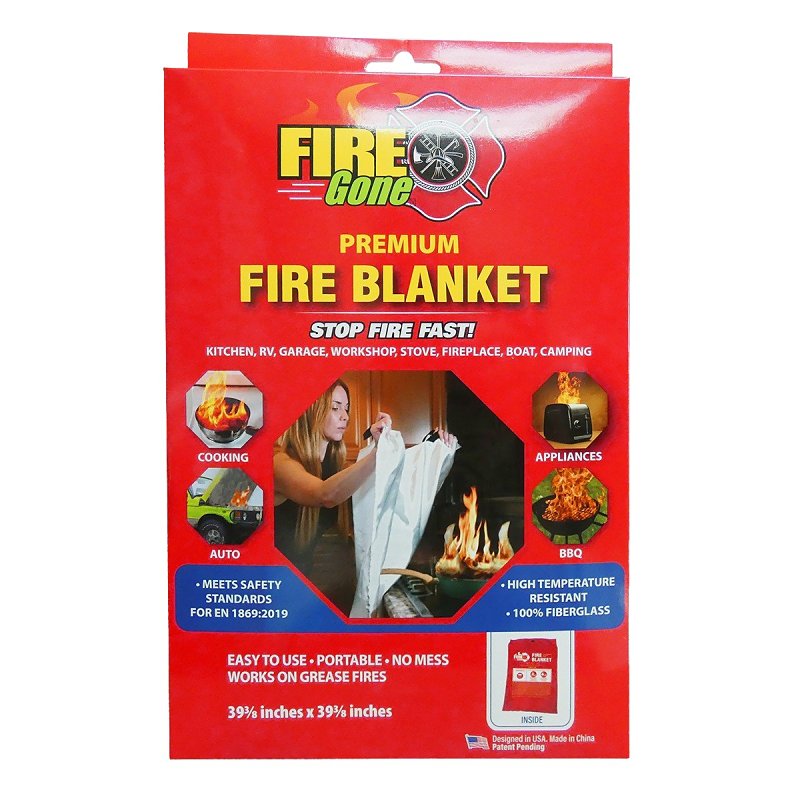 Fire Gone FGB6-7109 Fire Blanket, 39-3/8 in L, 39-3/8 in W, Fiberglass, Pack of 6