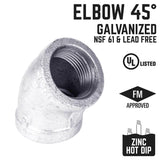 STZ Industries 1/2 in. FIP each X 1/2 in. D FIP Galvanized Malleable Iron 45 Degree Elbow, Pack of 5