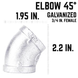 STZ Industries 3/4 in. FIP each X 3/4 in. D FIP Galvanized Malleable Iron 45 Degree Elbow, Pack of 5