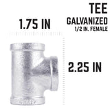 STZ Industries 1/2 in. FIP each X 1/2 in. D FIP 1/2 in. D FIP Galvanized Malleable Iron Tee, Pack of 5