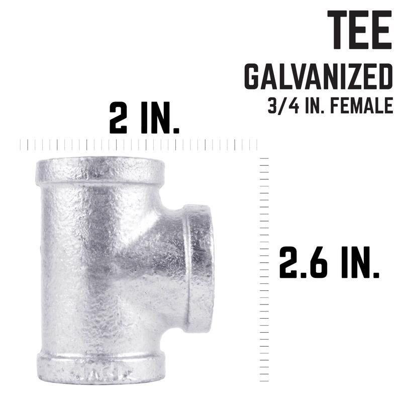 STZ Industries 3/4 in. FIP each X 3/4 in. D FIP 3/4 in. D FIP Galvanized Malleable Iron Tee, Pack of 5